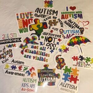 30 pc Autism Awareness Waterproof Vinyl Sticker Pack | Laptop, Water Bottle
